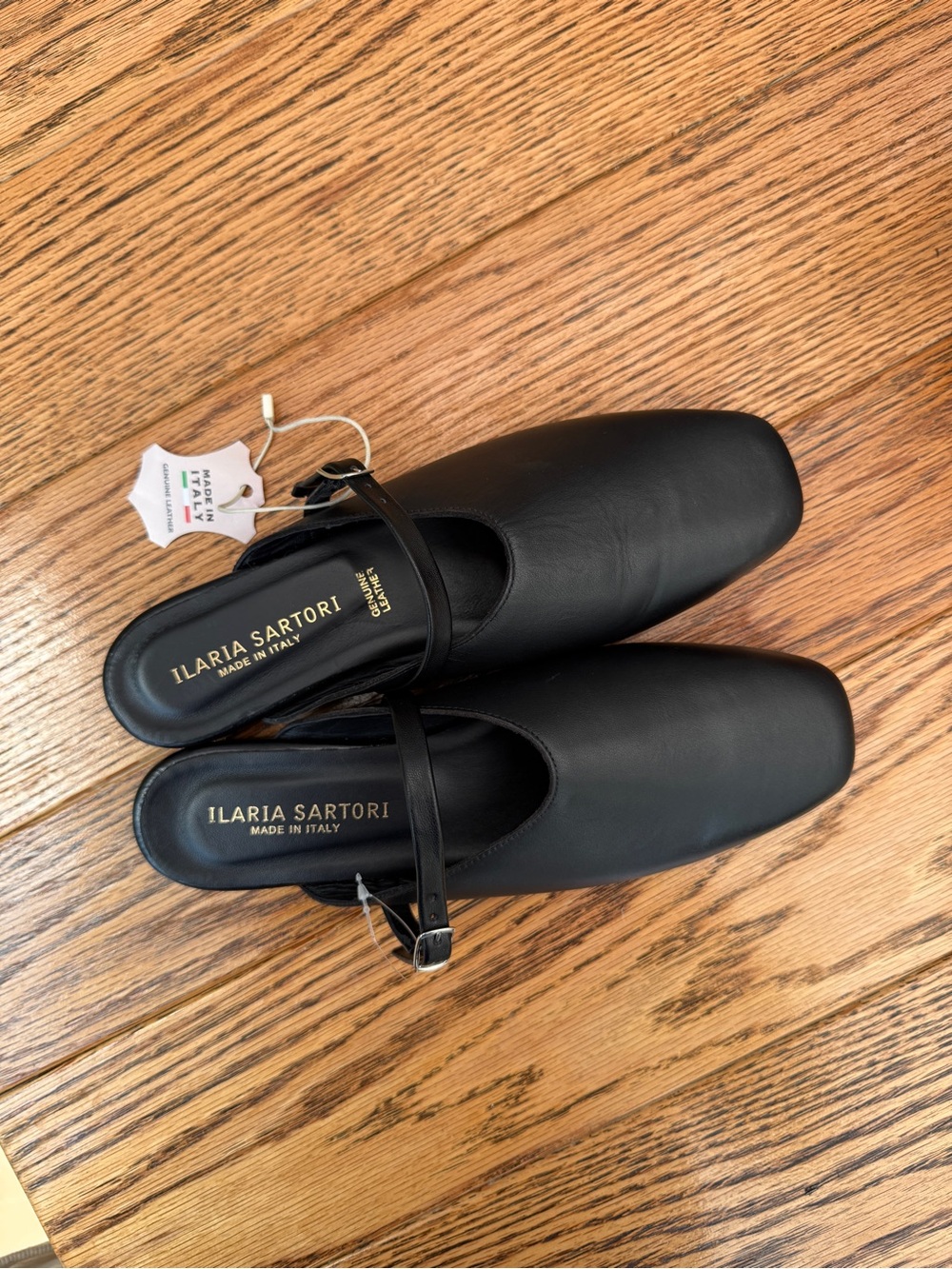 Black Leather Slip-On Mules with Strap Ilaria Sartori made in Italy size 9 - Picture 9 of 10